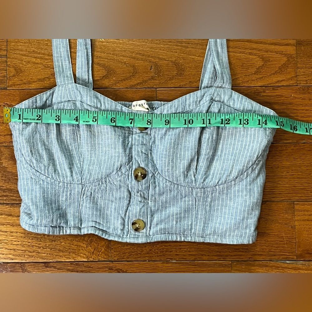 Aeropostale Linen Blend Pinstripe Bustier Crop Top Cottagecore Summer Size M - Picture 4 of 7
